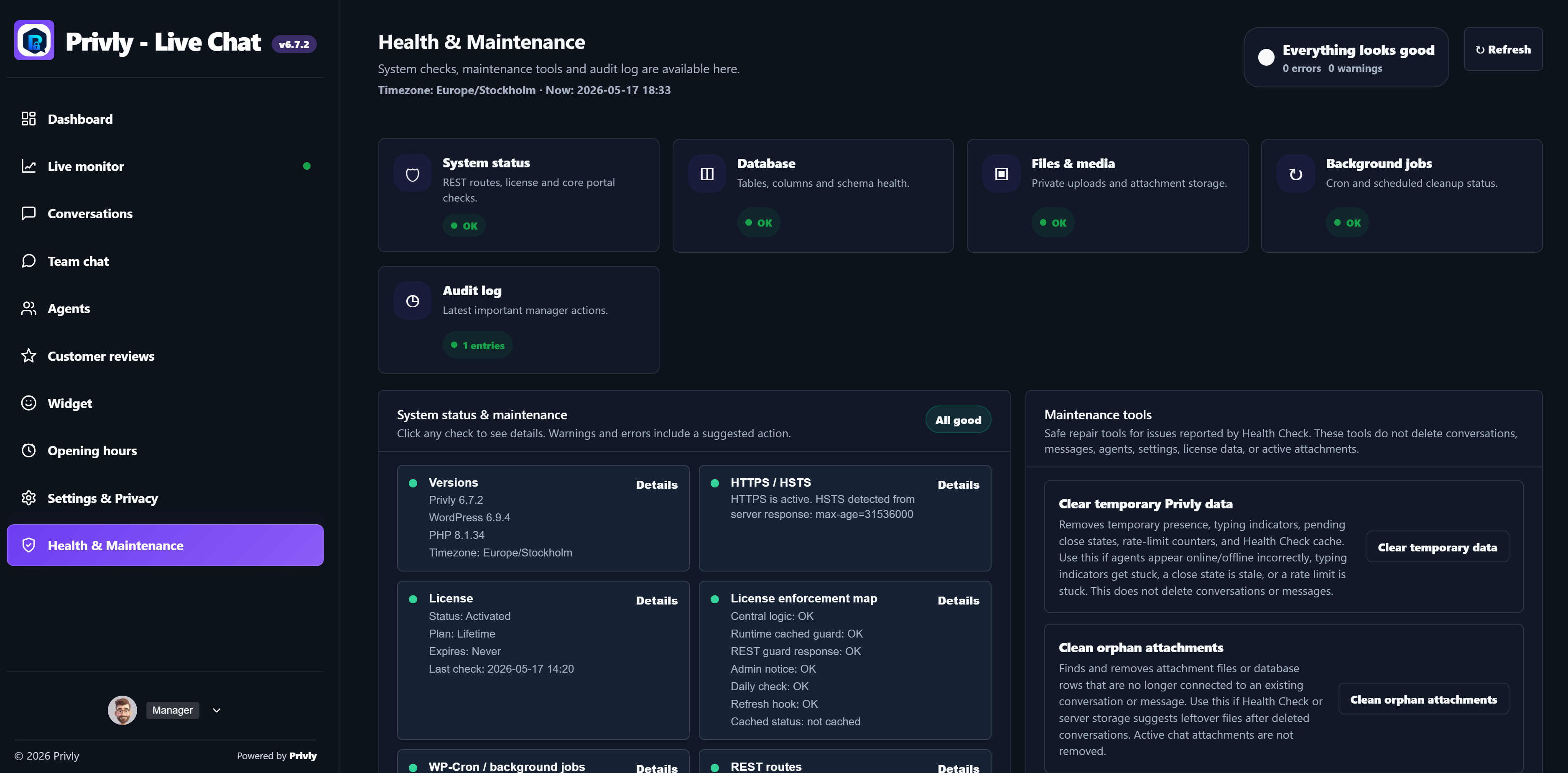 Privly health and maintenance screenshot